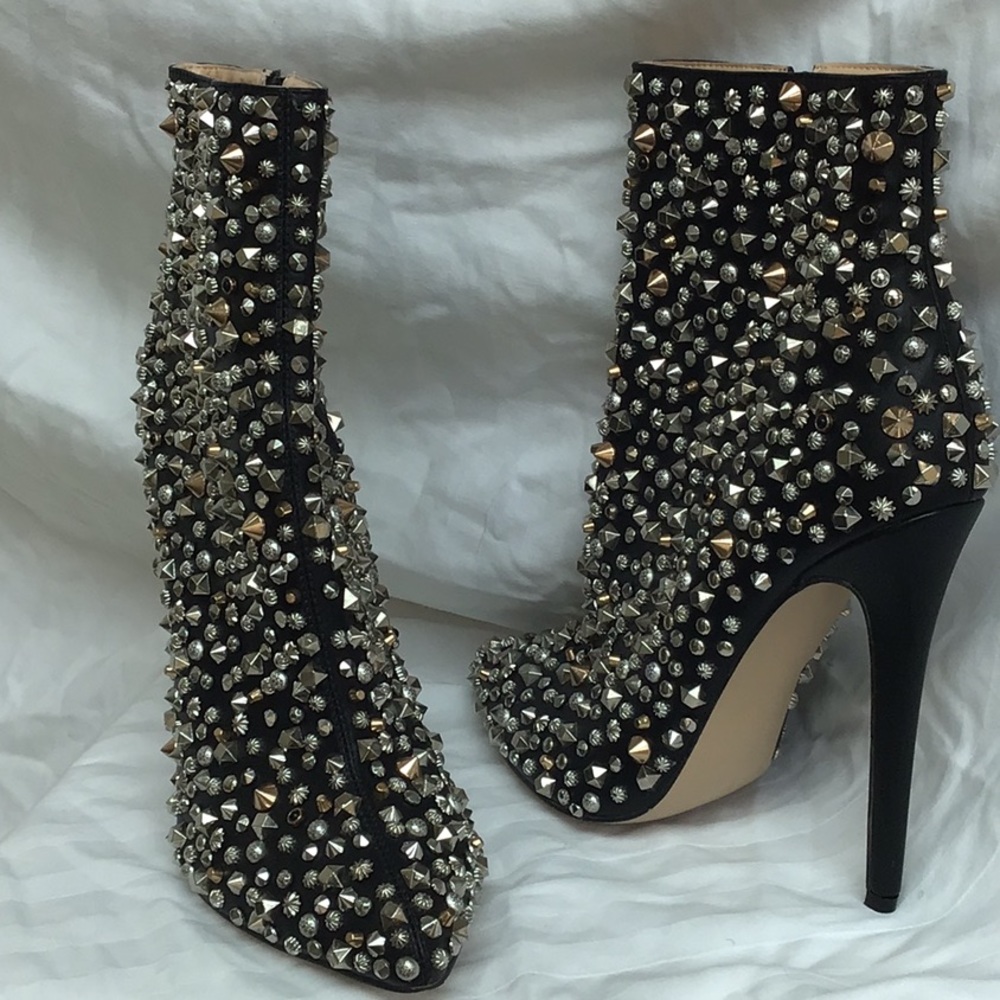 Studded High Heel Booties